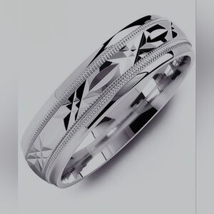 14K CAMELOT White Gold Mens Wedding Ring